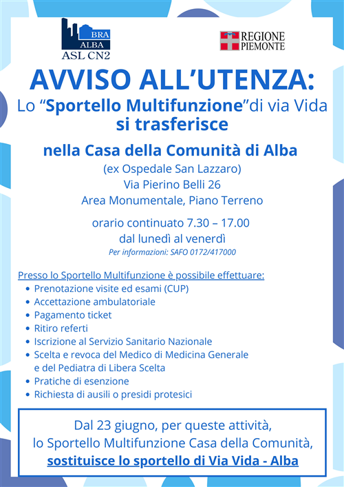ASL CN2 - nuovo Sportello Multifunzione